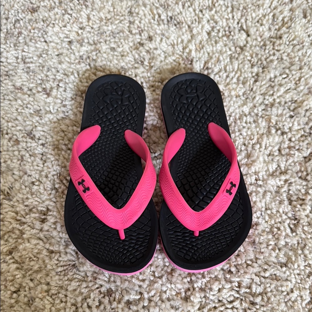 Under Armour Black and Pink Flip Flops